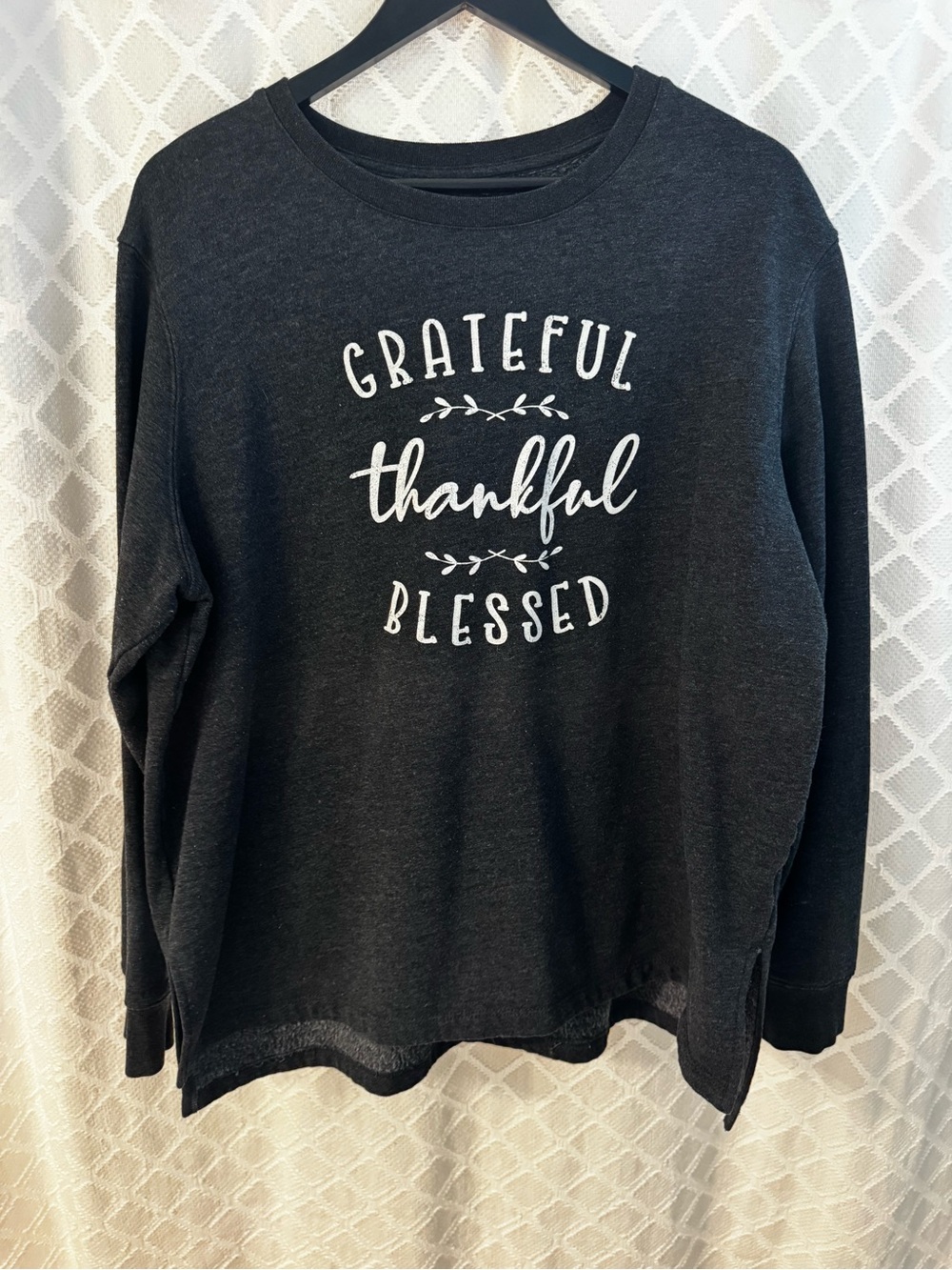 Grateful Thankful Blessed Crewneck Sweatshirt - Charcoal